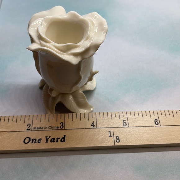 Pair of Lenox Ivory Porcelain Rose Candle Holders - Picture 7 of 7